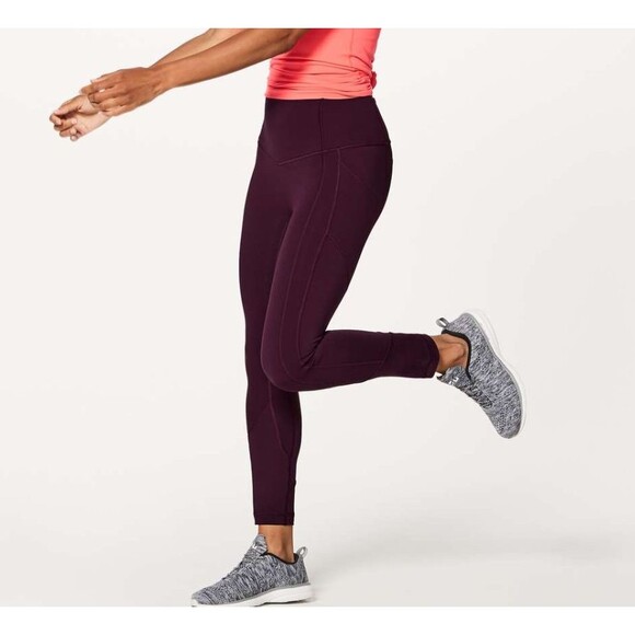 Lululemon All The Right Places Crop II 23 Inch Inseam Dark Adobe Burgundy Size 8 - Picture 1 of 11